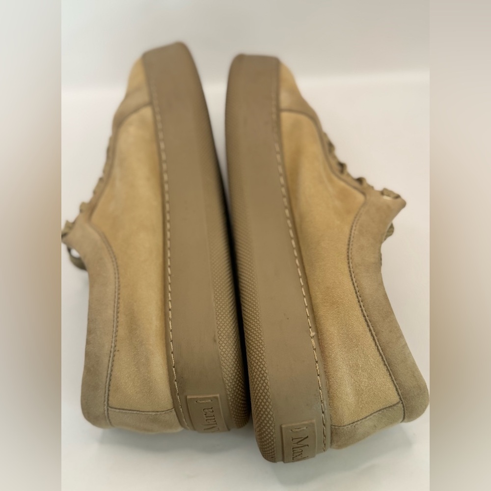 Max Mara IT‎ 37.5 Tan Suede Lace-Up Sneakers | Neutral Luxury Casual May Fit 8.5 - Picture 8 of 11